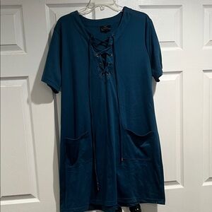 Blu Pepper Teal Lace-Up Midi Dress